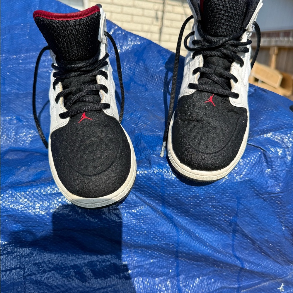 Jordan Black and White Sneakers with Red Accents